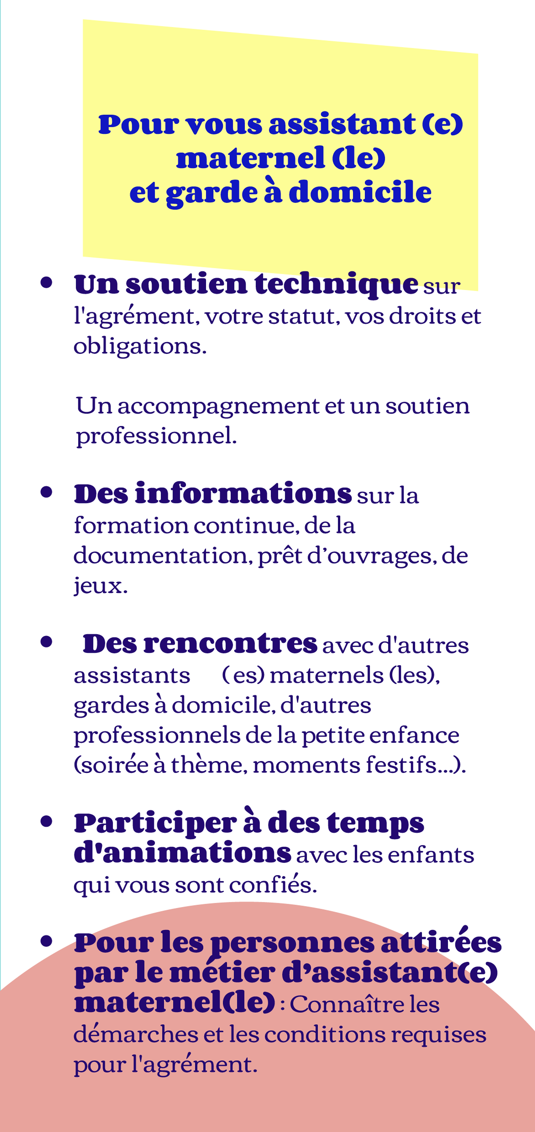 Brochure « Pour vous A.M. » du Relais Petite Enfance Le Mobile (image contenant du texte)